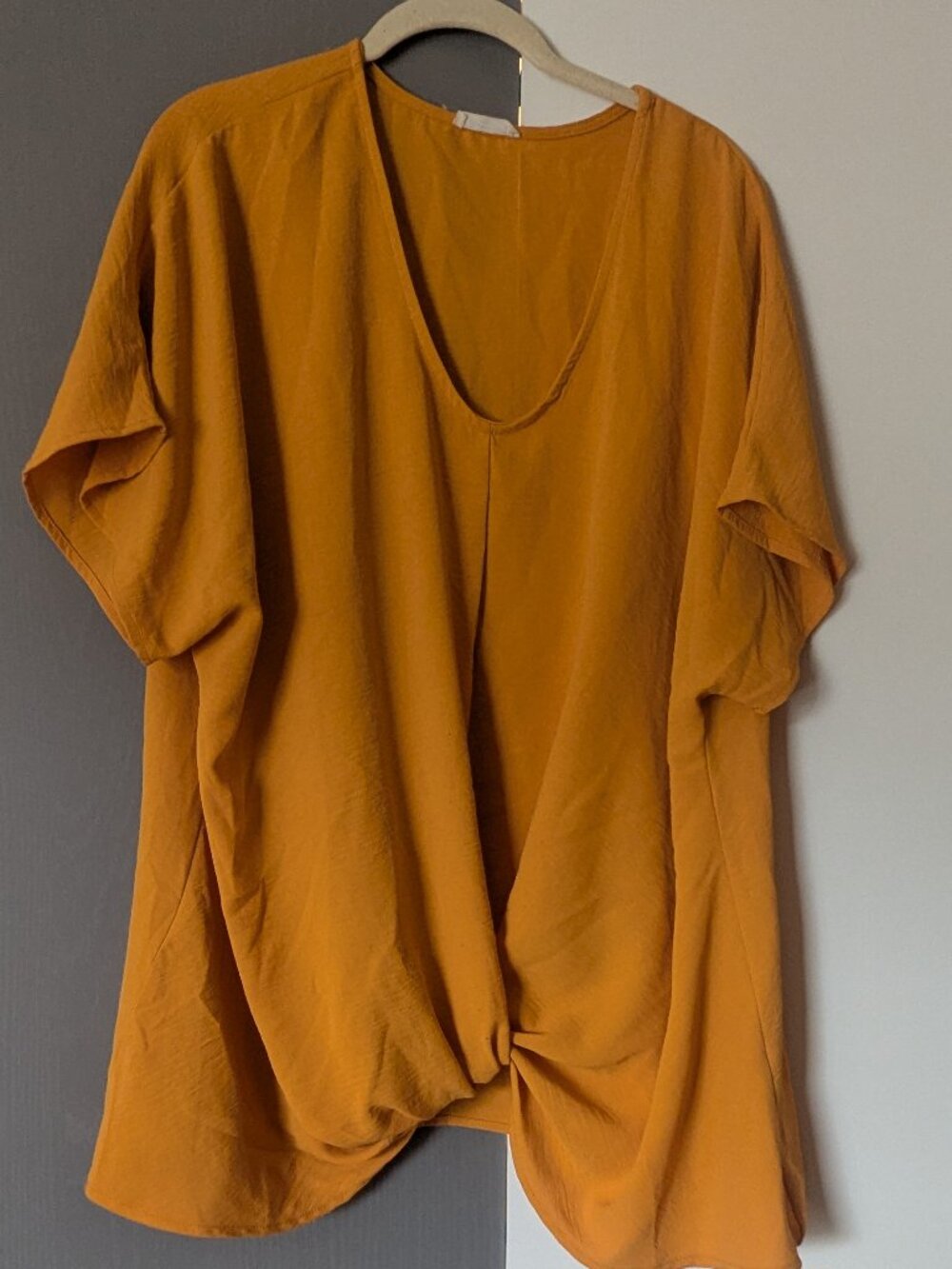 Chic Soul Mustard Yellow Flowy Blouswe3x